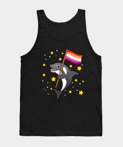 Lesbian Tank Tops - Orca With Orange Pink Lesbian Pride Flag Tank Top TP1503 2 - Lesbian Flag Orca With Orange Pink Lesbian Pride Flag