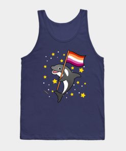 Lesbian Tank Tops - Orca With Orange Pink Lesbian Pride Flag Tank Top TP1503 5 - Lesbian Flag Orca With Orange Pink Lesbian Pride Flag