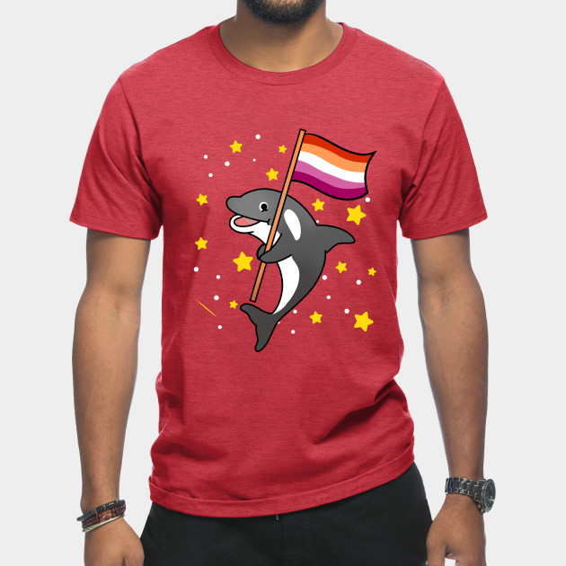 21594930_0-8 Orca With Orange Pink Lesbian Pride Flag