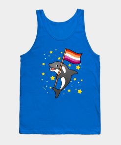 Lesbian Tank Tops - Orca With Orange Pink Lesbian Pride Flag Tank Top TP1503 7 - Lesbian Flag Orca With Orange Pink Lesbian Pride Flag