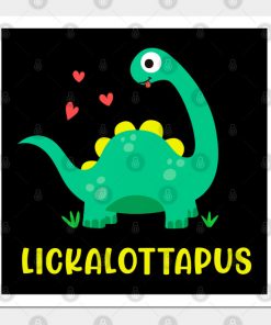 Lesbian Posters - Lesbian - Lickalottapus with cute green dinosaur Design Poster TP1503 4 - Lesbian Flag Lesbian - Lickalottapus with cute green dinosaur Design