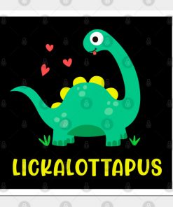 Lesbian Posters - Lesbian - Lickalottapus with cute green dinosaur Design Poster TP1503 5 - Lesbian Flag Lesbian - Lickalottapus with cute green dinosaur Design