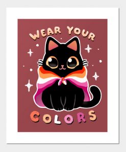 Lesbian LGBT Pride Cat - Kawaii Rainbow Kitty - Wear your colors