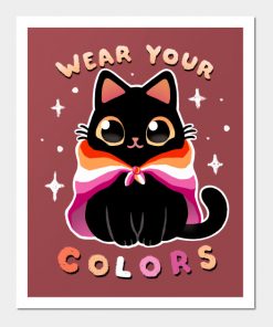 Lesbian Posters - Lesbian LGBT Pride Cat - Kawaii Rainbow Kitty - Wear your colors Poster TP1503 4 - Lesbian Flag Lesbian LGBT Pride Cat - Kawaii Rainbow Kitty - Wear your colors