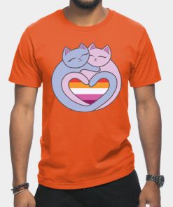 Lesbian T-Shirts - Lesbian Flag Heart Cats Kawaii T-Shirt TP1503 13 - Lesbian Flag Lesbian Flag Heart Cats Kawaii
