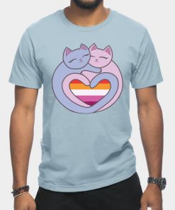 Lesbian T-Shirts - Lesbian Flag Heart Cats Kawaii T-Shirt TP1503 14 - Lesbian Flag Lesbian Flag Heart Cats Kawaii