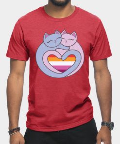 Lesbian T-Shirts - Lesbian Flag Heart Cats Kawaii T-Shirt TP1503 15 - Lesbian Flag Lesbian Flag Heart Cats Kawaii