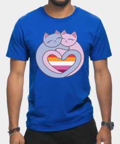 Lesbian T-Shirts - Lesbian Flag Heart Cats Kawaii T-Shirt TP1503 21 - Lesbian Flag Lesbian Flag Heart Cats Kawaii