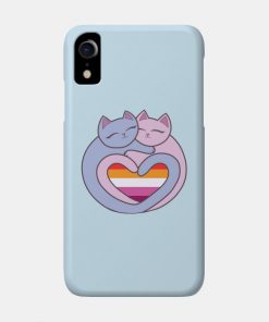 Lesbian Cases - Lesbian Flag Heart Cats Kawaii Phone Case TP1503 2 - Lesbian Flag Lesbian Flag Heart Cats Kawaii