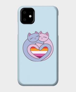 Lesbian Cases - Lesbian Flag Heart Cats Kawaii Phone Case TP1503 3 - Lesbian Flag Lesbian Flag Heart Cats Kawaii