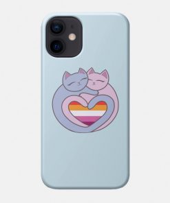 Lesbian Cases - Lesbian Flag Heart Cats Kawaii Phone Case TP1503 7 - Lesbian Flag Lesbian Flag Heart Cats Kawaii