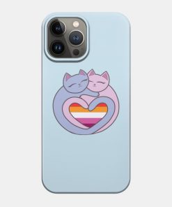 Lesbian Cases - Lesbian Flag Heart Cats Kawaii Phone Case TP1503 12 - Lesbian Flag Lesbian Flag Heart Cats Kawaii
