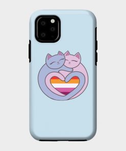 Lesbian Cases - Lesbian Flag Heart Cats Kawaii Phone Case TP1503 29 - Lesbian Flag Lesbian Flag Heart Cats Kawaii