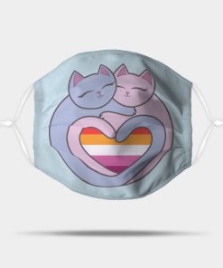 Lesbian Flag Heart Cats Kawaii