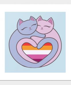 Lesbian Flag Heart Cats Kawaii