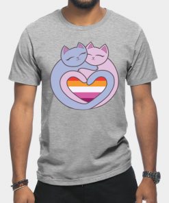 Lesbian T-Shirts - Lesbian Flag Heart Cats Kawaii T-Shirt TP1503 7 - Lesbian Flag Lesbian Flag Heart Cats Kawaii