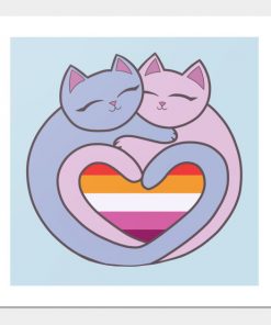 Lesbian Posters - Lesbian Flag Heart Cats Kawaii Poster TP1503 2 - Lesbian Flag Lesbian Flag Heart Cats Kawaii