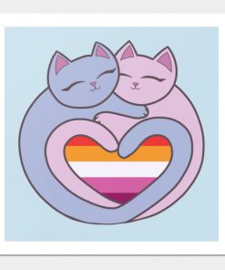 Lesbian Posters - Lesbian Flag Heart Cats Kawaii Poster TP1503 3 - Lesbian Flag Lesbian Flag Heart Cats Kawaii