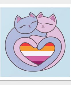 Lesbian Posters - Lesbian Flag Heart Cats Kawaii Poster TP1503 4 - Lesbian Flag Lesbian Flag Heart Cats Kawaii