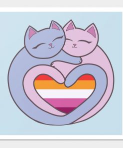 Lesbian Posters - Lesbian Flag Heart Cats Kawaii Poster TP1503 5 - Lesbian Flag Lesbian Flag Heart Cats Kawaii