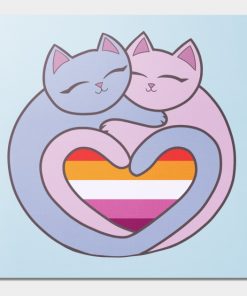 Lesbian Posters - Lesbian Flag Heart Cats Kawaii Poster TP1503 6 - Lesbian Flag Lesbian Flag Heart Cats Kawaii