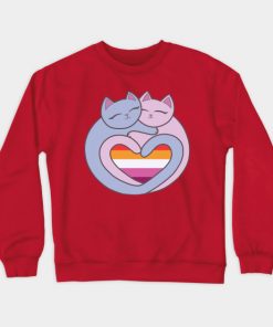 Lesbian Sweatshirts - Lesbian Flag Heart Cats Kawaii Sweatshirt TP1503 2 - Lesbian Flag Lesbian Flag Heart Cats Kawaii