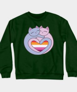Lesbian Sweatshirts - Lesbian Flag Heart Cats Kawaii Sweatshirt TP1503 3 - Lesbian Flag Lesbian Flag Heart Cats Kawaii