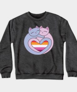 Lesbian Sweatshirts - Lesbian Flag Heart Cats Kawaii Sweatshirt TP1503 4 - Lesbian Flag Lesbian Flag Heart Cats Kawaii