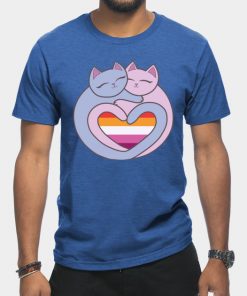 Lesbian T-Shirts - Lesbian Flag Heart Cats Kawaii T-Shirt TP1503 8 - Lesbian Flag Lesbian Flag Heart Cats Kawaii