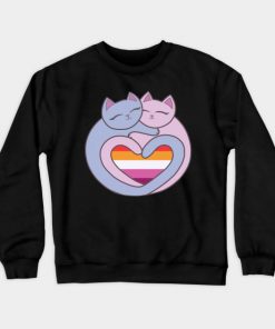 Lesbian Sweatshirts - Lesbian Flag Heart Cats Kawaii Sweatshirt TP1503 6 - Lesbian Flag Lesbian Flag Heart Cats Kawaii