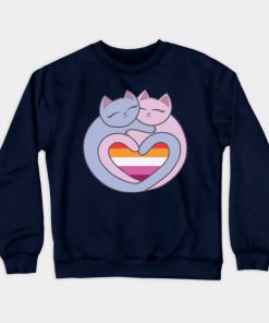Lesbian Sweatshirts - Lesbian Flag Heart Cats Kawaii Sweatshirt TP1503 7 - Lesbian Flag Lesbian Flag Heart Cats Kawaii