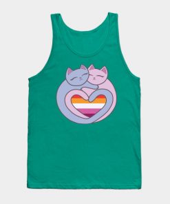 Lesbian Tank Tops - Lesbian Flag Heart Cats Kawaii Tank Top TP1503 2 - Lesbian Flag Lesbian Flag Heart Cats Kawaii