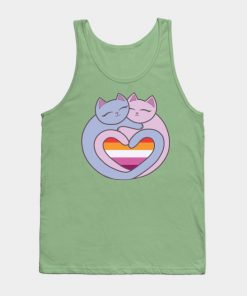 Lesbian Tank Tops - Lesbian Flag Heart Cats Kawaii Tank Top TP1503 3 - Lesbian Flag Lesbian Flag Heart Cats Kawaii