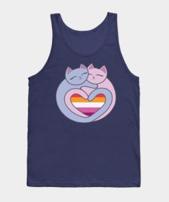 Lesbian Tank Tops - Lesbian Flag Heart Cats Kawaii Tank Top TP1503 4 - Lesbian Flag Lesbian Flag Heart Cats Kawaii