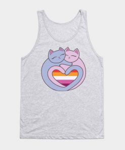 Lesbian Tank Tops - Lesbian Flag Heart Cats Kawaii Tank Top TP1503 6 - Lesbian Flag Lesbian Flag Heart Cats Kawaii