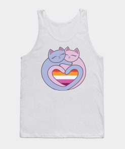 Lesbian Tank Tops - Lesbian Flag Heart Cats Kawaii Tank Top TP1503 7 - Lesbian Flag Lesbian Flag Heart Cats Kawaii