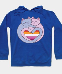 Lesbian Hoodies - Lesbian Flag Heart Cats Kawaii Hoodie TP1503 2 - Lesbian Flag Lesbian Flag Heart Cats Kawaii