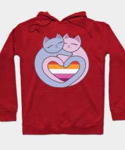 Lesbian Hoodies - Lesbian Flag Heart Cats Kawaii Hoodie TP1503 5 - Lesbian Flag Lesbian Flag Heart Cats Kawaii
