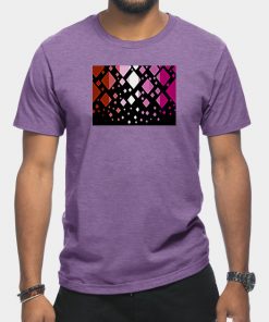 Lesbian T-Shirts - Lesbian Pride Flag Falling Diamonds on Black T-Shirt TP1503 3 - Lesbian Flag Lesbian Pride Flag Falling Diamonds on Black