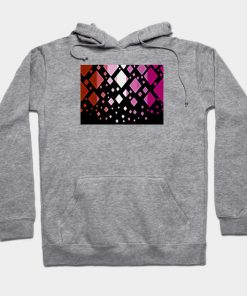 Lesbian Hoodies - Lesbian Pride Flag Falling Diamonds on Black Hoodie TP1503 2 - Lesbian Flag Lesbian Pride Flag Falling Diamonds on Black