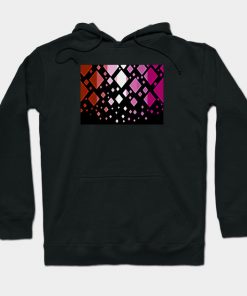 Lesbian Hoodies - Lesbian Pride Flag Falling Diamonds on Black Hoodie TP1503 3 - Lesbian Flag Lesbian Pride Flag Falling Diamonds on Black