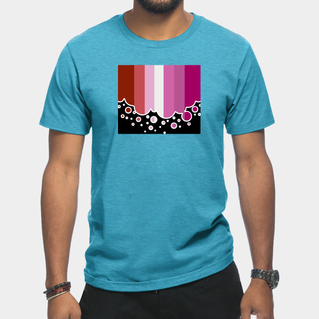 25053103_0-1 Lesbian Pride Flag Falling Bubbles Silhouette on Black