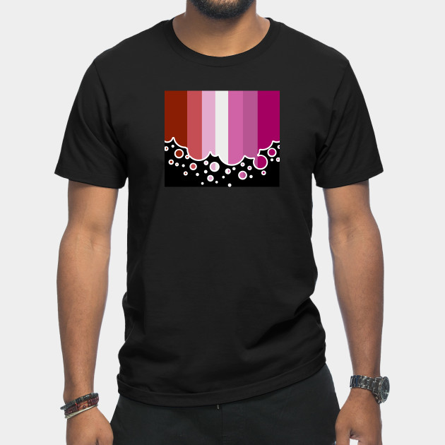 25053103_0-13 Lesbian Pride Flag Falling Bubbles Silhouette on Black