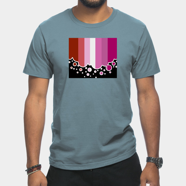 25053103_0-16 Lesbian Pride Flag Falling Bubbles Silhouette on Black