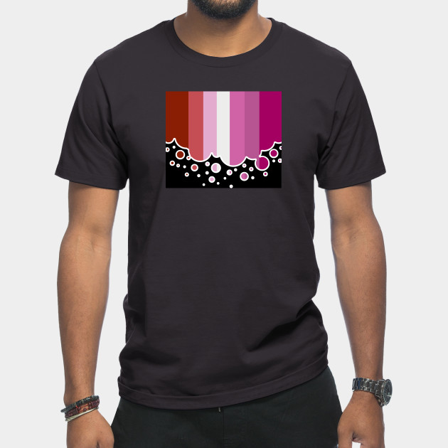 25053103_0-2 Lesbian Pride Flag Falling Bubbles Silhouette on Black