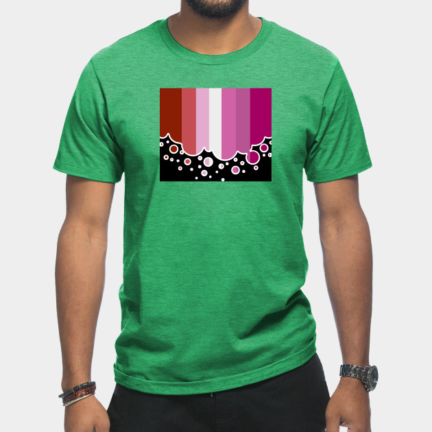 25053103_0-21 Lesbian Pride Flag Falling Bubbles Silhouette on Black