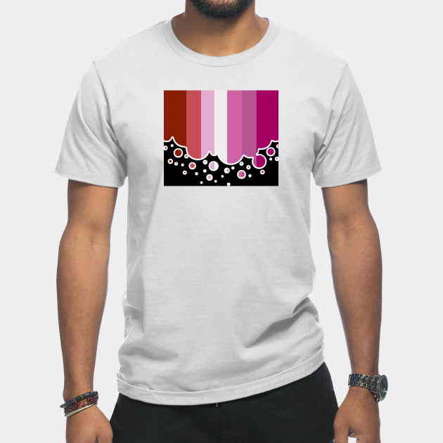 25053103_0-24 Lesbian Pride Flag Falling Bubbles Silhouette on Black