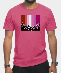 Lesbian Pride Flag Falling Bubbles Silhouette on Black