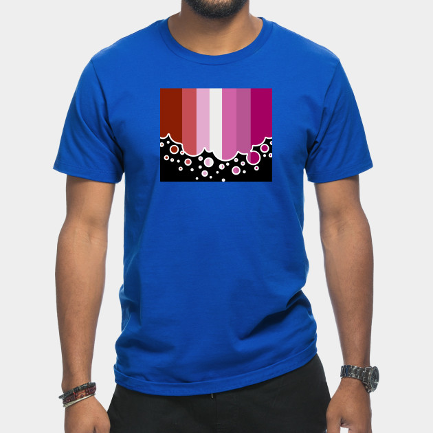 25053103_0-25 Lesbian Pride Flag Falling Bubbles Silhouette on Black