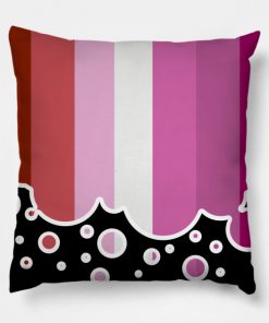 Lesbian Pride Flag Falling Bubbles Silhouette on Black